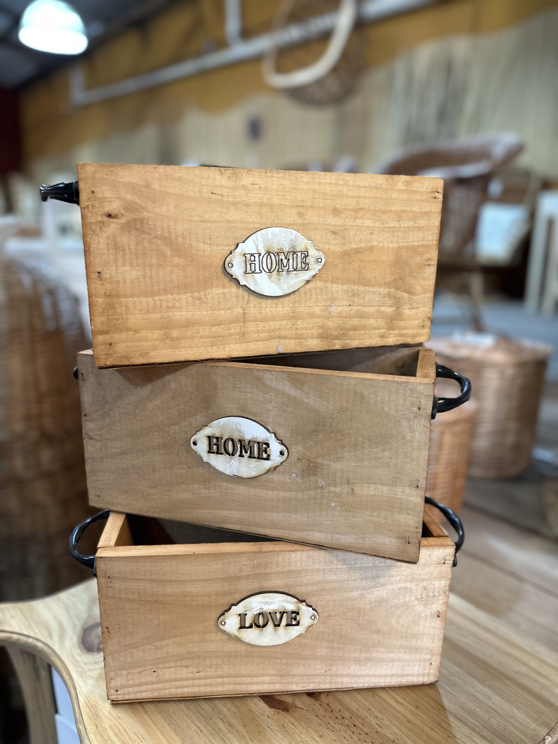 Cajón de Madera con Manijas 30 cm | Basket Shop