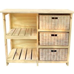Cajonera 3 Canastos con Estante Crudo | Basket Shop