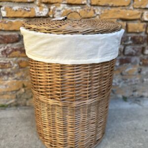 Canasto Guarda Ropa Redondo con Tela 40x60 cm | Basket
