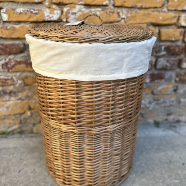 Canasto Guarda Ropa Redondo con Tela 40x60 cm | Basket