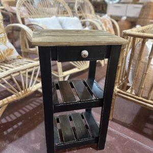 Mesa de Luz Olivia Negra Tapa Encerada | Basket Shop