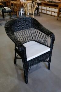 Sillón Mimbre Pintado Negro – Sin Placa | Basket Shop