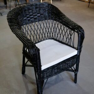 Sillón Mimbre Pintado Negro – Sin Placa | Basket Shop