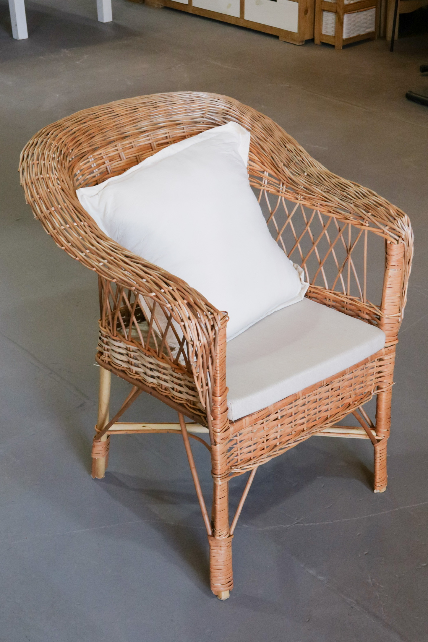 Sillón Mimbre Simple Sin Pintar Sin Almohadón | Basket