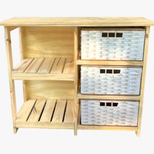 Cajonera 3 Canastos de Suncho con Estantes | Basket Shop