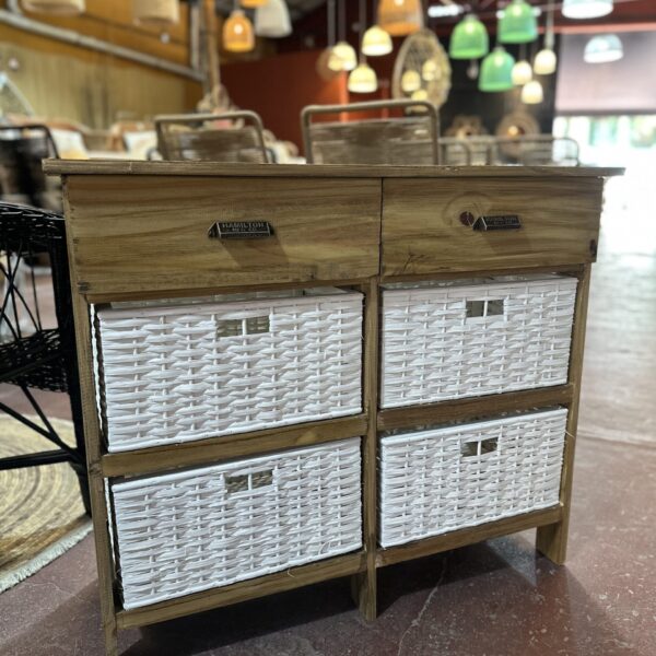 Cajonera x  4 Cajones Mimbre + 2 Madera 90 cm | Basket Shop