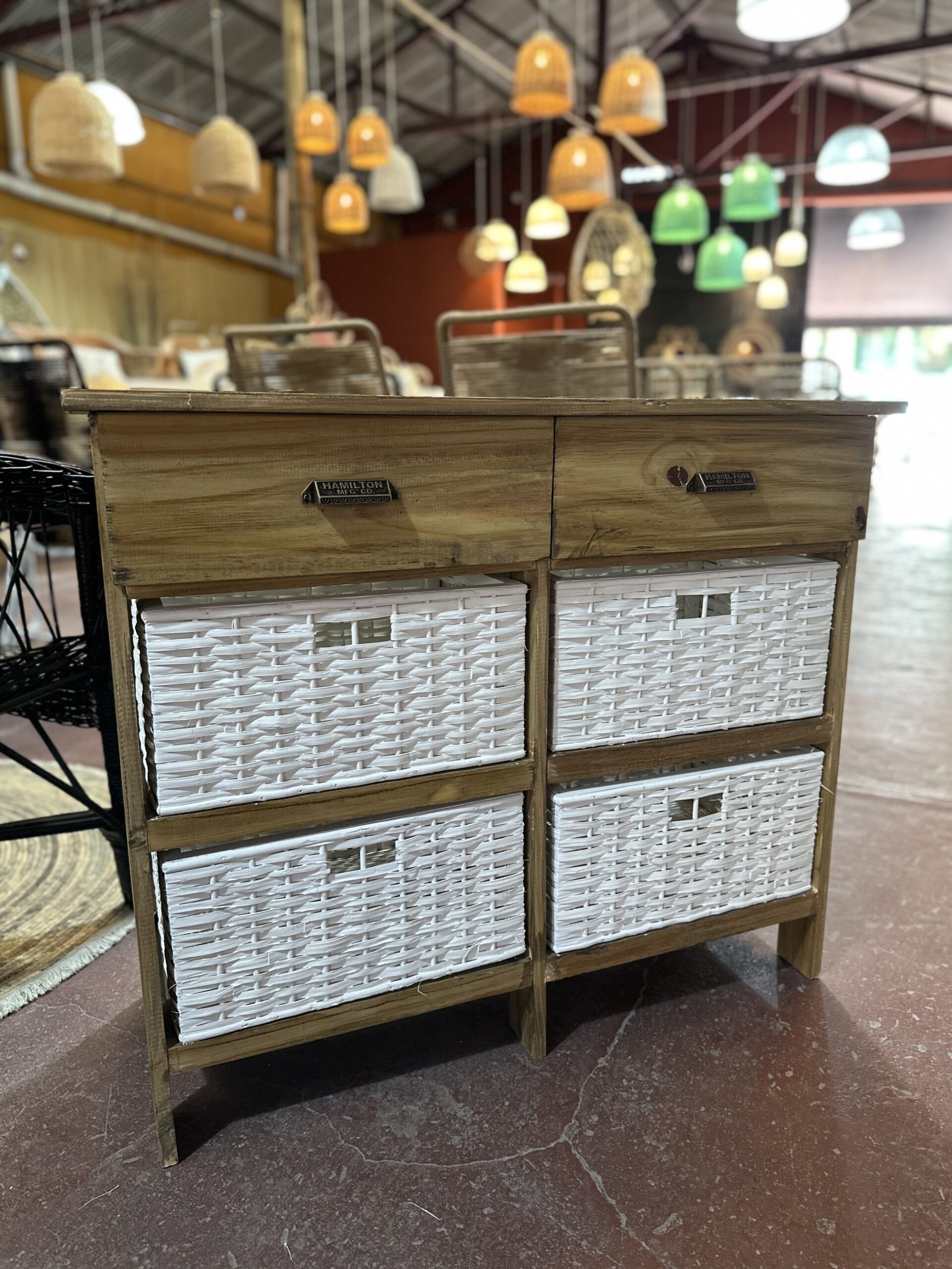 Cajonera x  4 Cajones Mimbre + 2 Madera 90 cm | Basket Shop