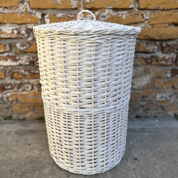 Canasto Guarda Ropa Blanco 40x60 cm con Tapa | Basket