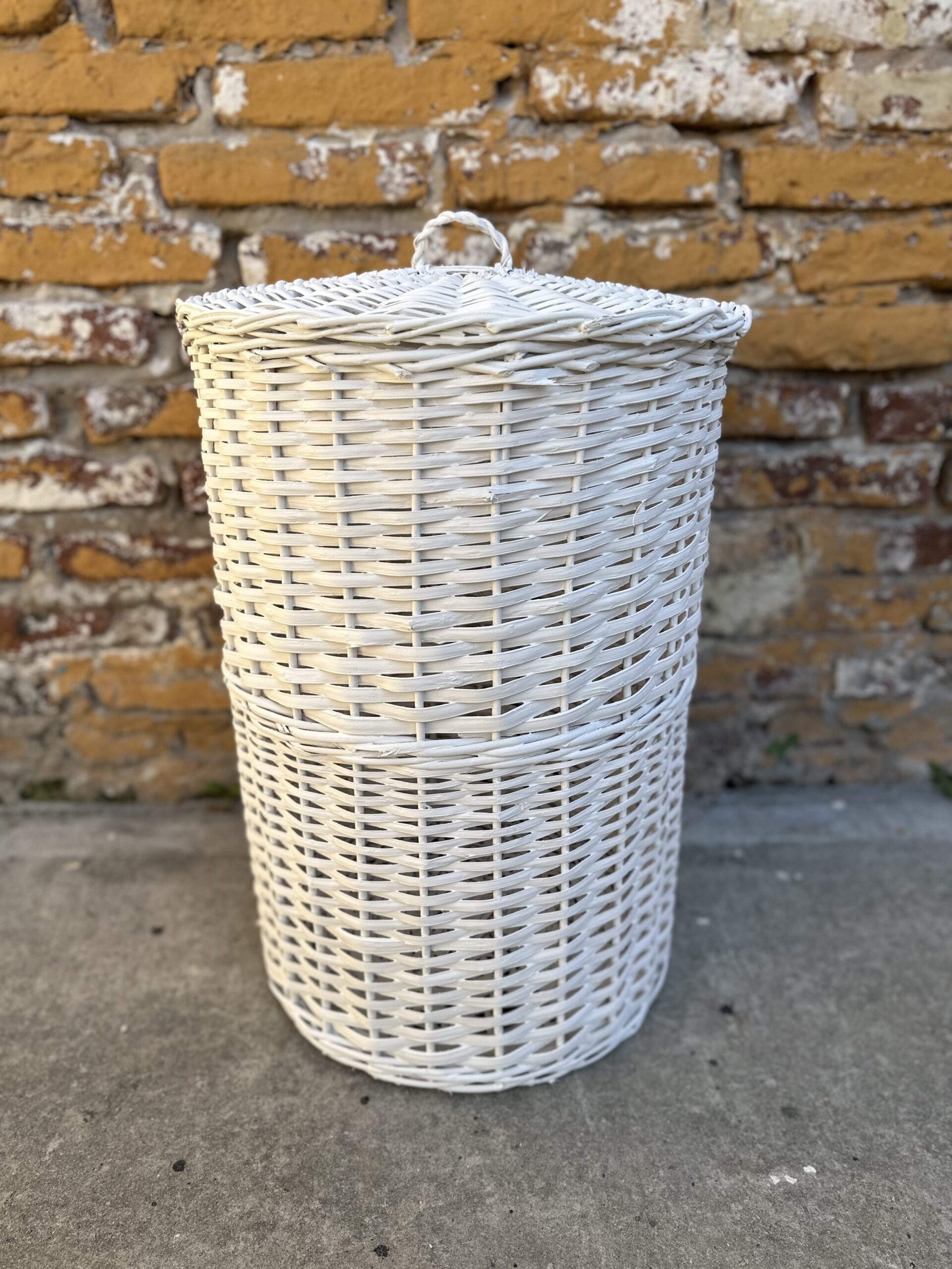Canasto Guarda Ropa Blanco Chico Mimbre 30 cm | Basket