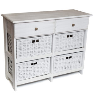 Cómoda 4 Cajones Mimbre + 2 Madera 95 cm | Basket Shop