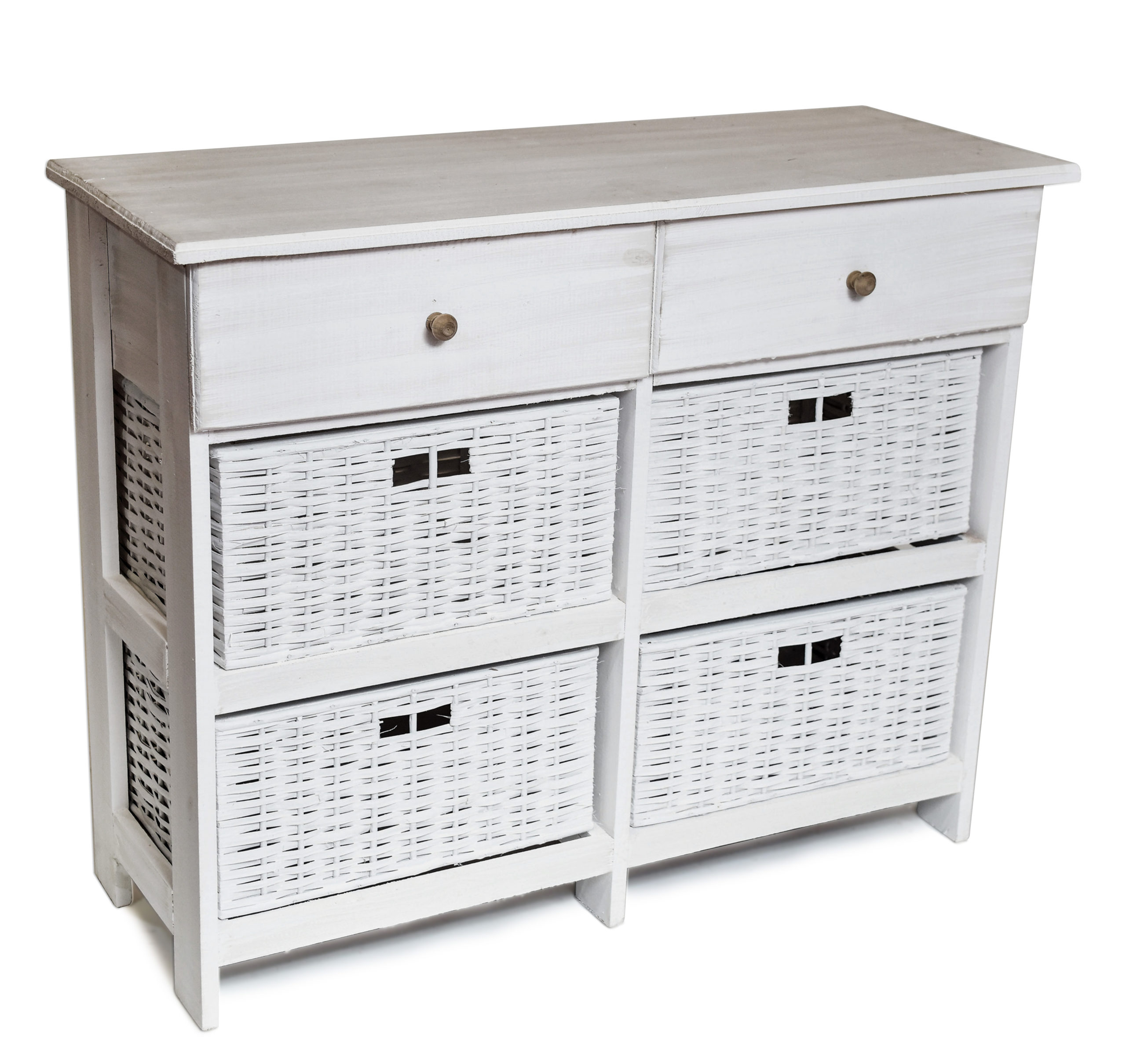 Cómoda 4 Cajones Mimbre + 2 Madera 95 cm | Basket Shop