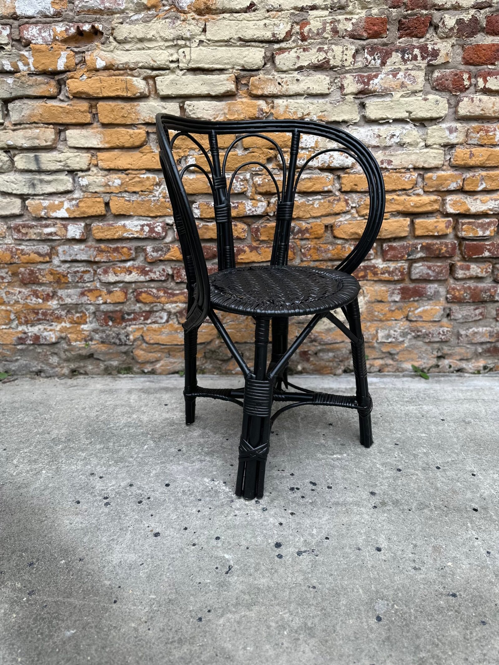 Silla Mar del Plata Negra Mimbre 60 cm | Basket Shop
