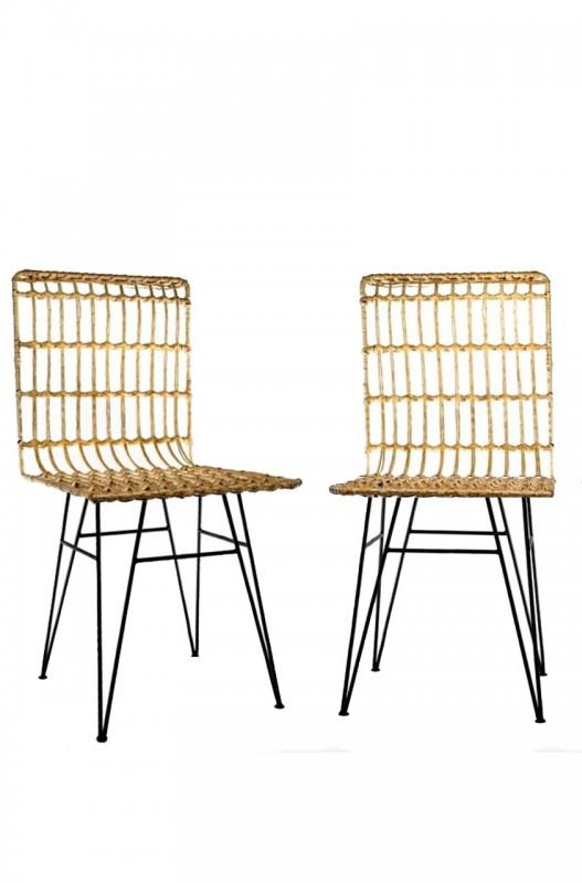 Silla Varillada Hierro y Mimbre | Basket Shop
