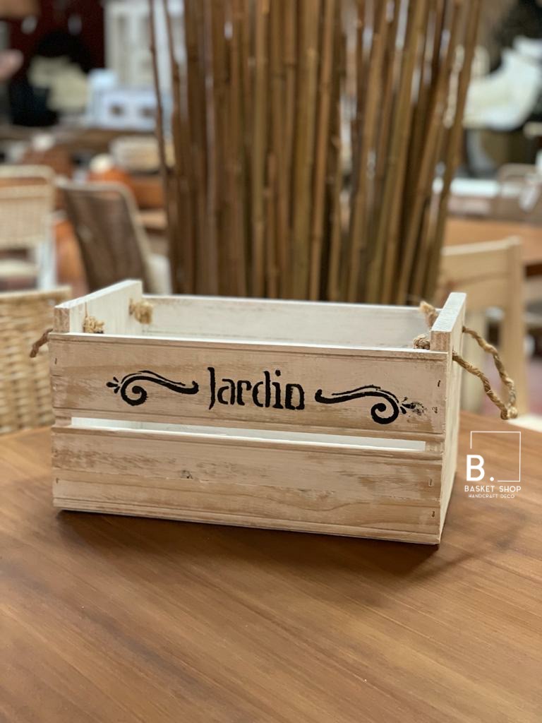 Cajón de Madera con Manijas de Soga 35 cm | Basket Shop