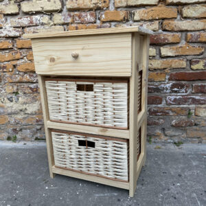 Cajonera 2 Canastos Mimbre + 1 Madera 70 cm | Basket