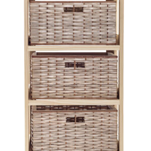 Cajonera Mini Pino con Cajones de Mimbre | Basket Shop