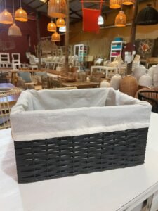 Canasto Mimbre Negro 40×30 cm con Tela | Basket Shop