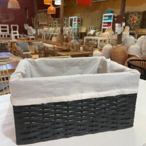 Canasto Mimbre Negro 40x30 cm con Tela | Basket Shop