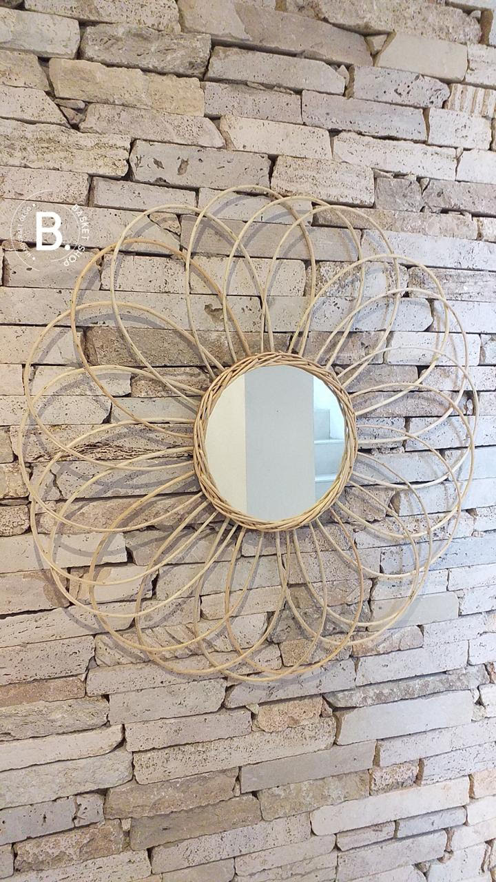 Espejo Flor Chico Mimbre 40 cm | Basket Shop