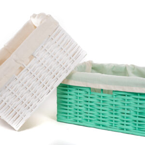 Canasto Mimbre con Tela 30x20 cm – Pintado | Basket Shop