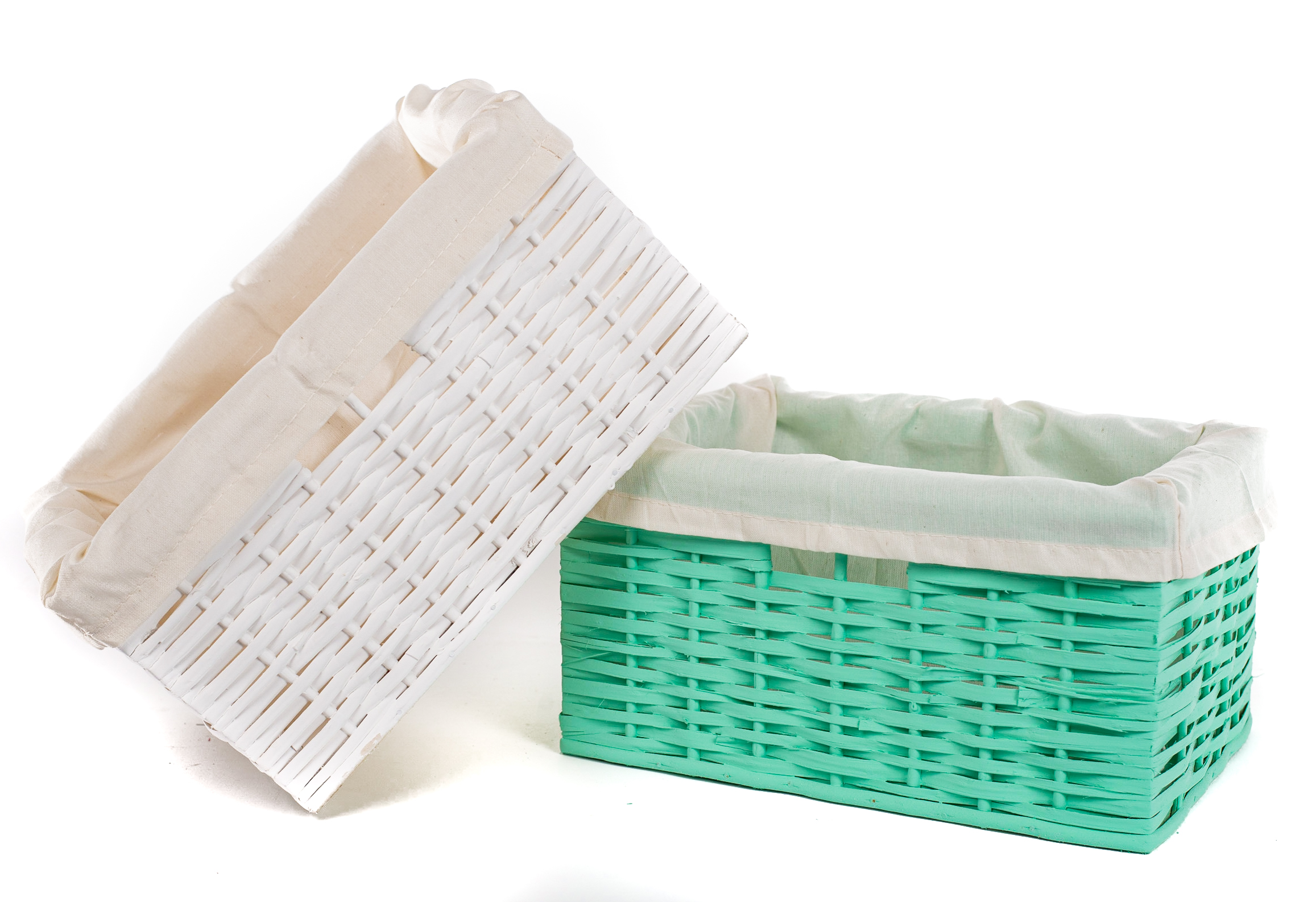Canasto Mimbre con Tela 30×20 cm – Pintado | Basket Shop