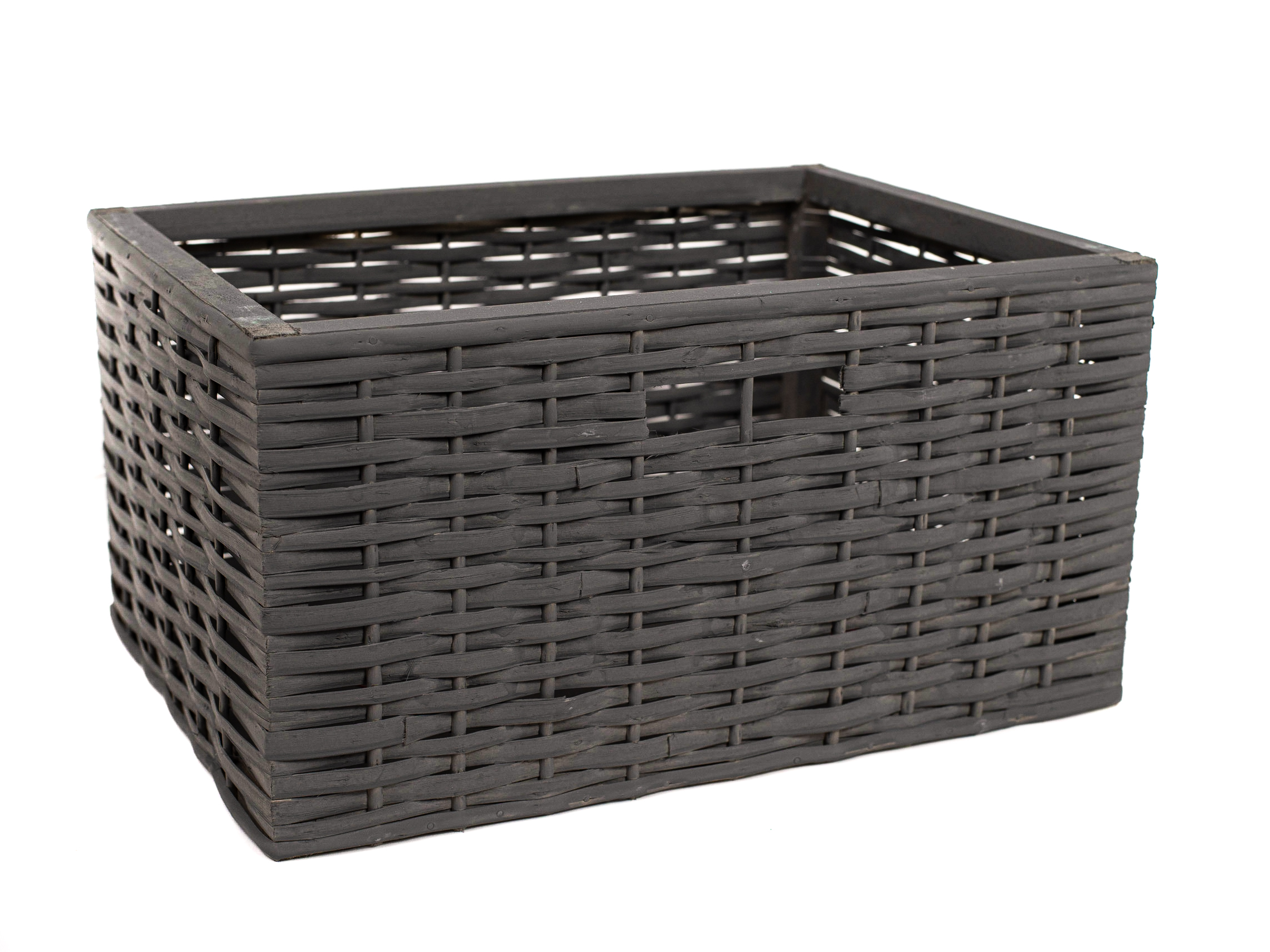 Canasto Mimbre Gris 40×30 cm Pintado | Basket Shop
