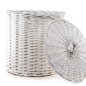 Canasto Tacho con Tapa Blanco Grande 32 cm | Basket