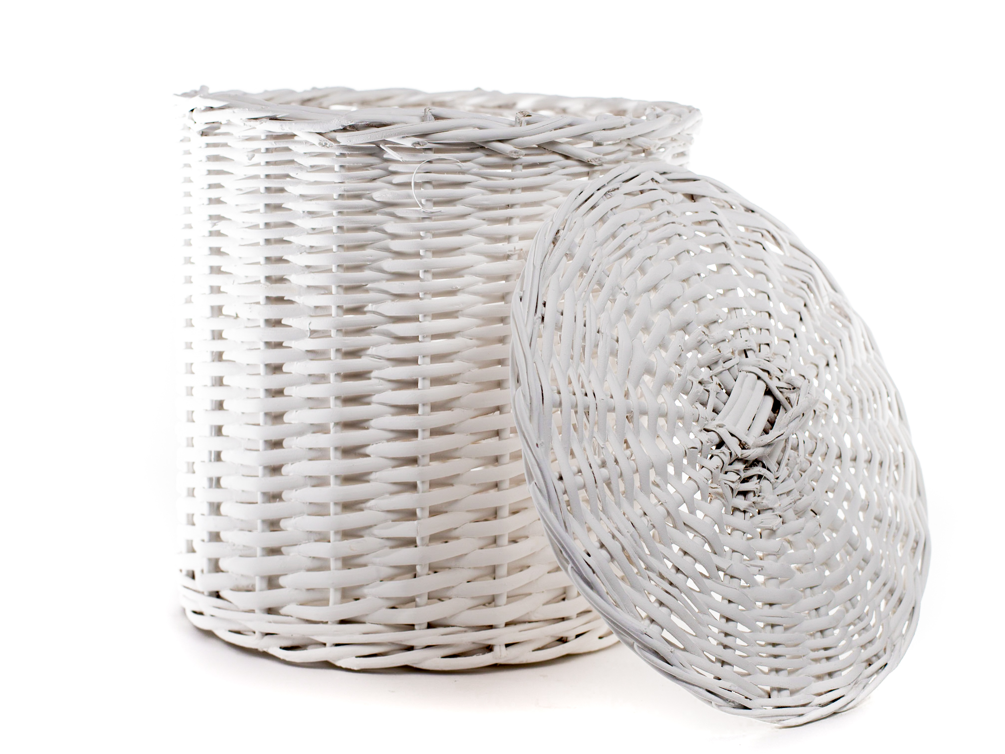 Canasto Tacho con Tapa Blanco Mediano 26 cm | Basket