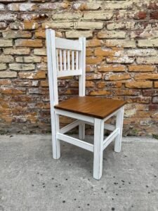 Silla de Pino Blanca Asiento Caoba | Basket Shop