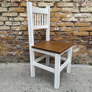 Silla de Pino Blanca Asiento Caoba | Basket Shop