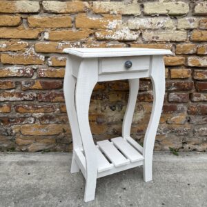 Mesa de Luz Pata Curva Blanca Patinada | Basket Shop