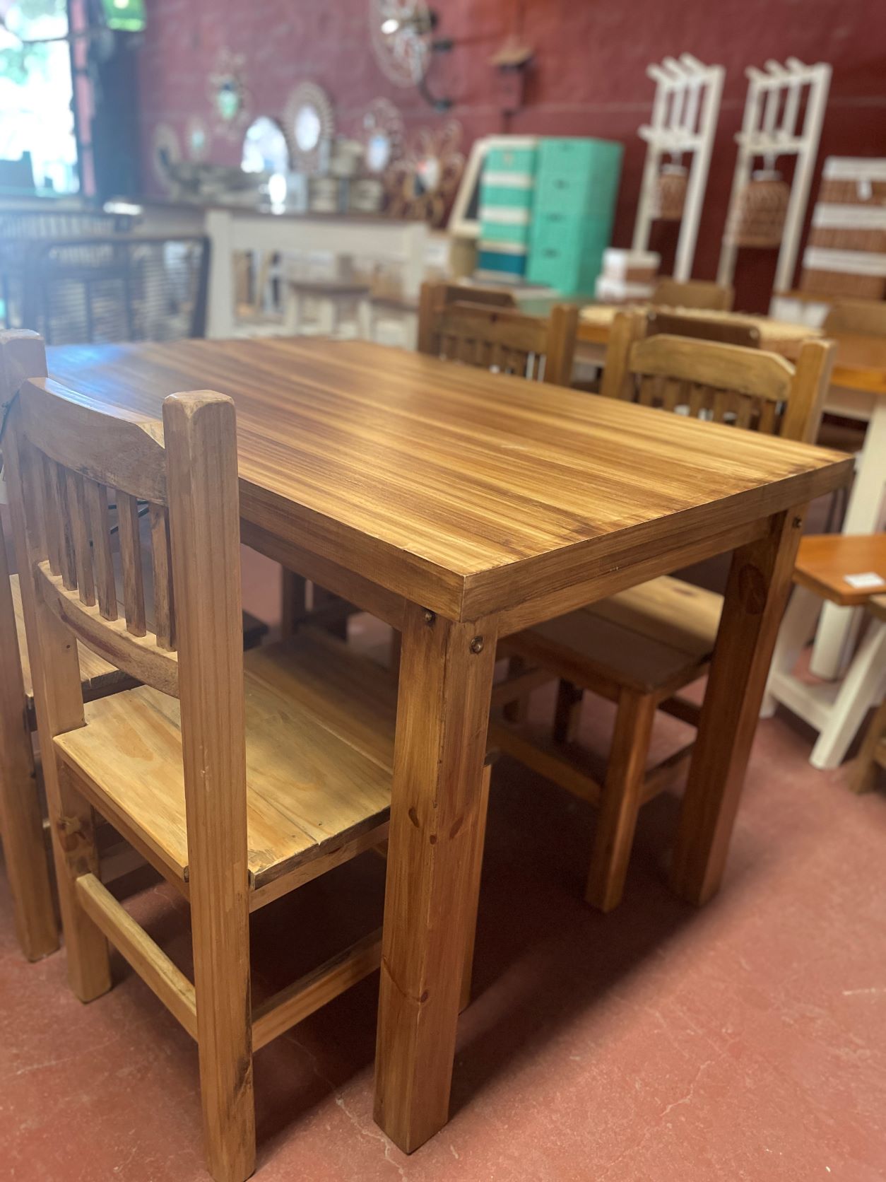 Mesa de Comedor 1.60 m Pino Encerada | Basket Shop