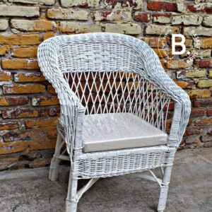 Sillón Lorenzo Blanco Mimbre con Esmalte Satinado | Basket