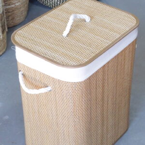 Canasto Guarda Ropa Bambú 40x30x50 con Tela | Basket Shop