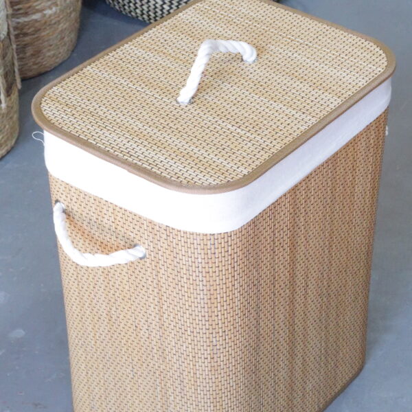Canasto Guarda Ropa Bambú 40x30x50 con Tela | Basket Shop