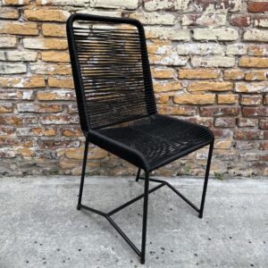 Silla Tulum Negra – Caño y Yute 130 kg | Basket Shop