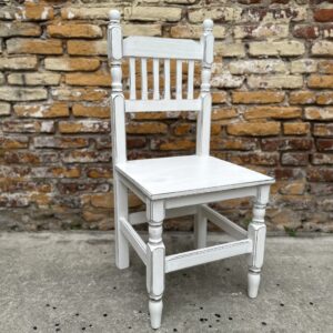 Silla de Pino Torneada Decapada Blanca | Basket Shop
