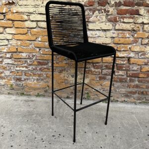 Banqueta Tulum Negra – Caño y Yute 75 cm | Basket Shop