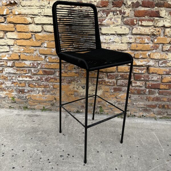 Banqueta Tulum Negra – Caño y Yute 75 cm | Basket Shop