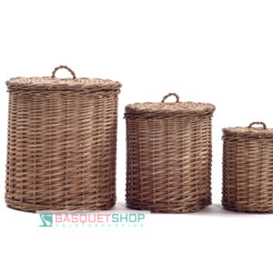 Tacho con Tapa Chico 20x20 cm Mimbre | Basket Shop