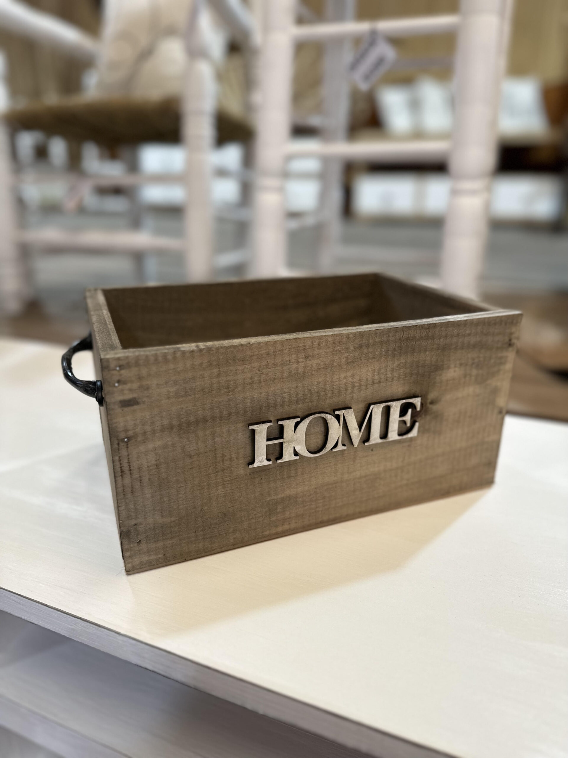 Cajón de Madera Home Pintado Oscuro 30×15 cm | Basket