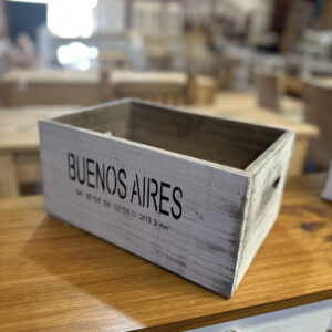 Caja de Madera Buenos Aires Chica Blanca 20 cm | Basket