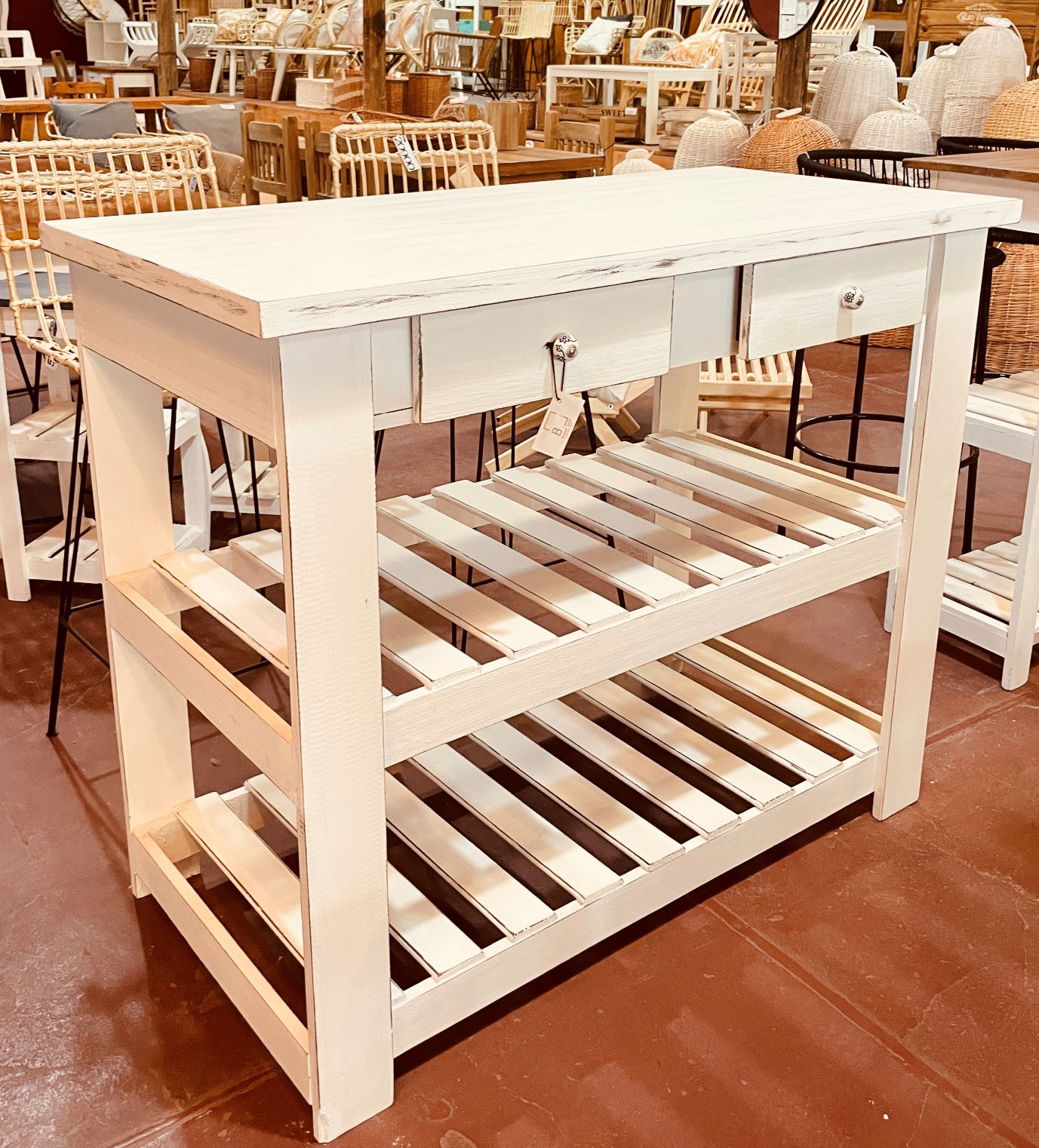 Desayunador 1.20 m Blanco Decapado – Cocina | Basket
