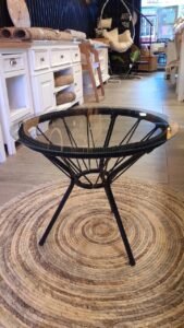 Mesa Acapulco Tejido PVC 40 cm con Vidrio | Basket Shop