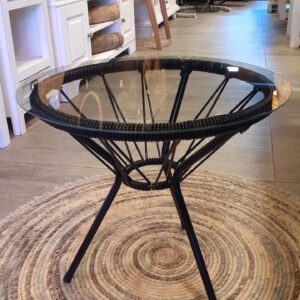 Mesa Acapulco Tejido PVC 40 cm con Vidrio | Basket Shop