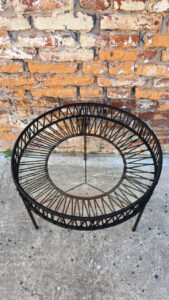 Mesa Redonda 65 cm Caño y Tejido Yute | Basket Shop