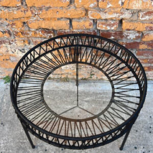 Mesa Redonda 65 cm Caño y Tejido Yute | Basket Shop