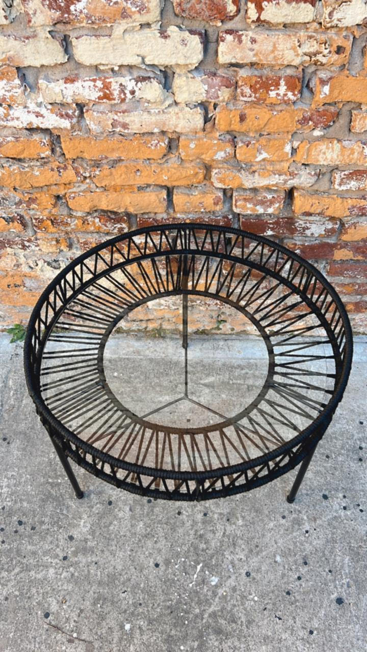 Mesa Redonda 65 cm Caño y Tejido Yute | Basket Shop