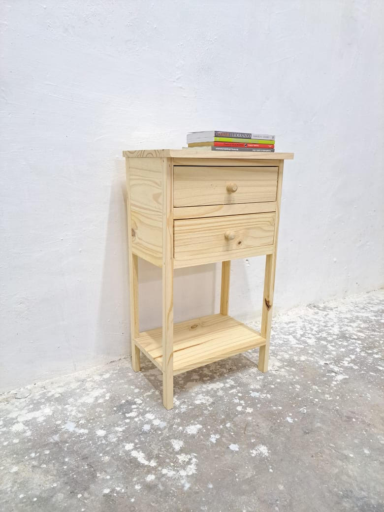 Mesa de Luz Sommier 40 cm Pino Natural | Basket Shop