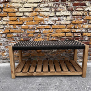 Pie de Cama Pino y Craft Negro 100 cm | Basket Shop